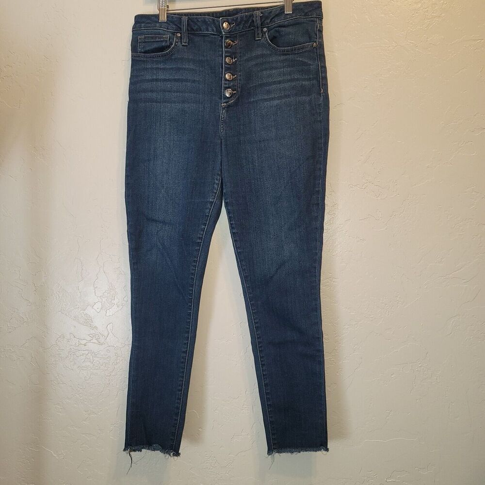 Joe’s Jeans Women’s 32 Button Fly High Rise Skinny Jeans Raw Hem Dark Wash